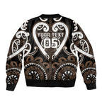 Custom Aotearoa Kati Mamoe Sleeve Zip Bomber Jacket Maori Tribal Pattern