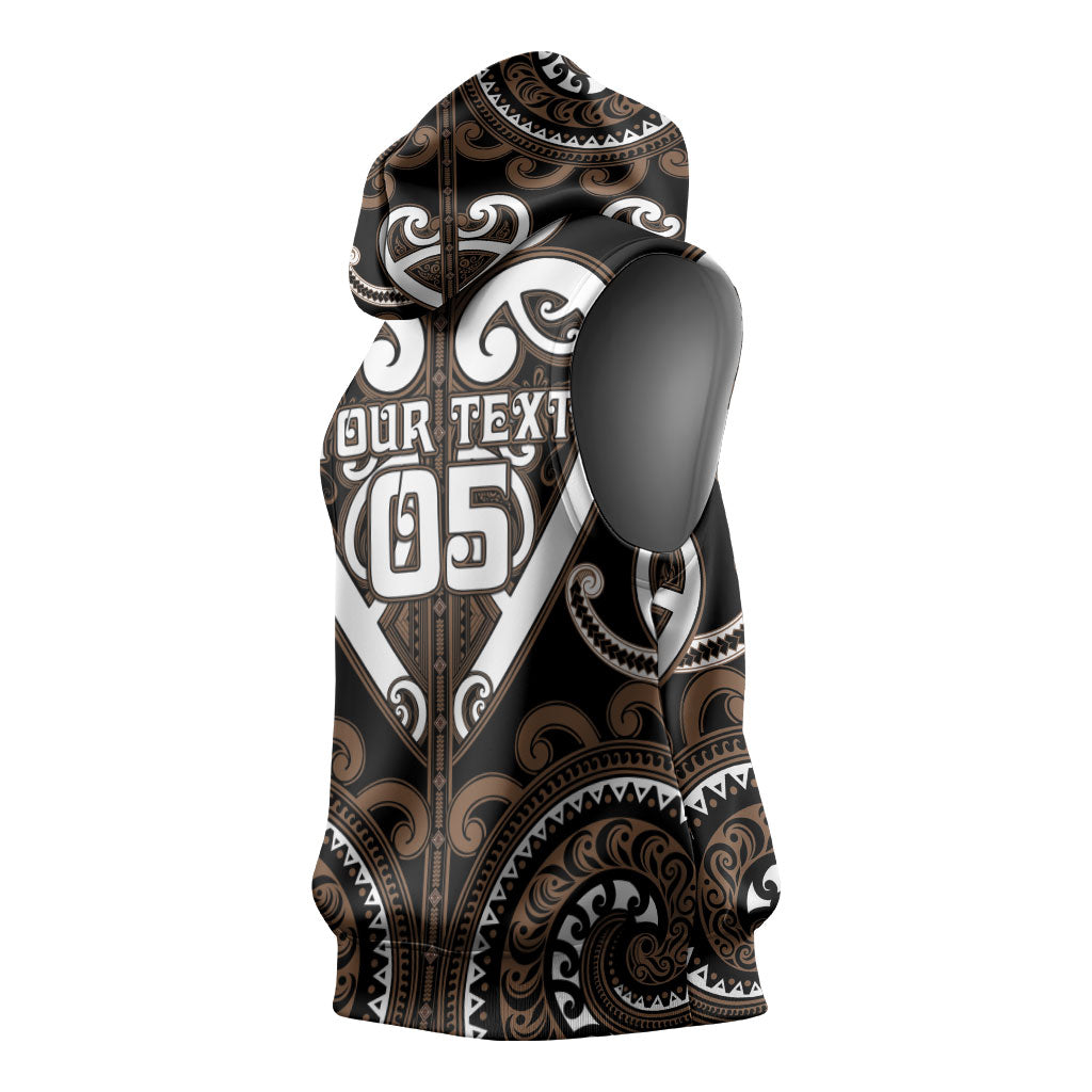 Custom Aotearoa Kati Mamoe Sleeveless Hoodie Maori Tribal Pattern