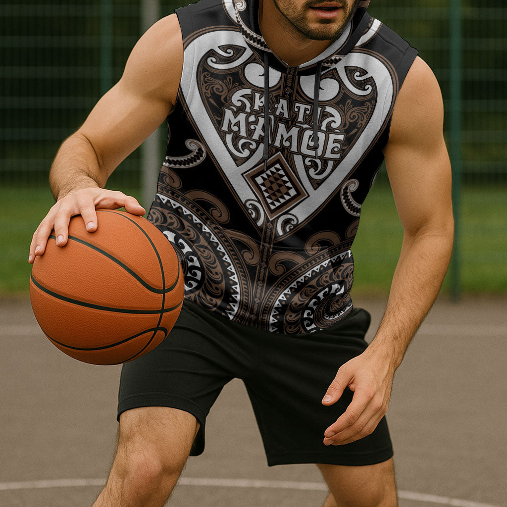 Custom Aotearoa Kati Mamoe Sleeveless Hoodie Maori Tribal Pattern
