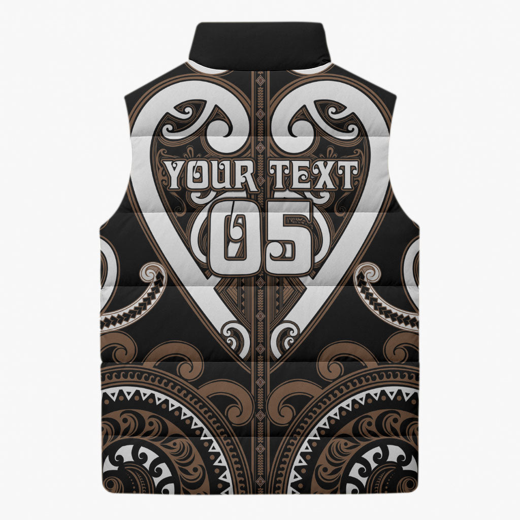 Custom Aotearoa Kati Mamoe Sleeveless Puffer Jacket Maori Tribal Pattern