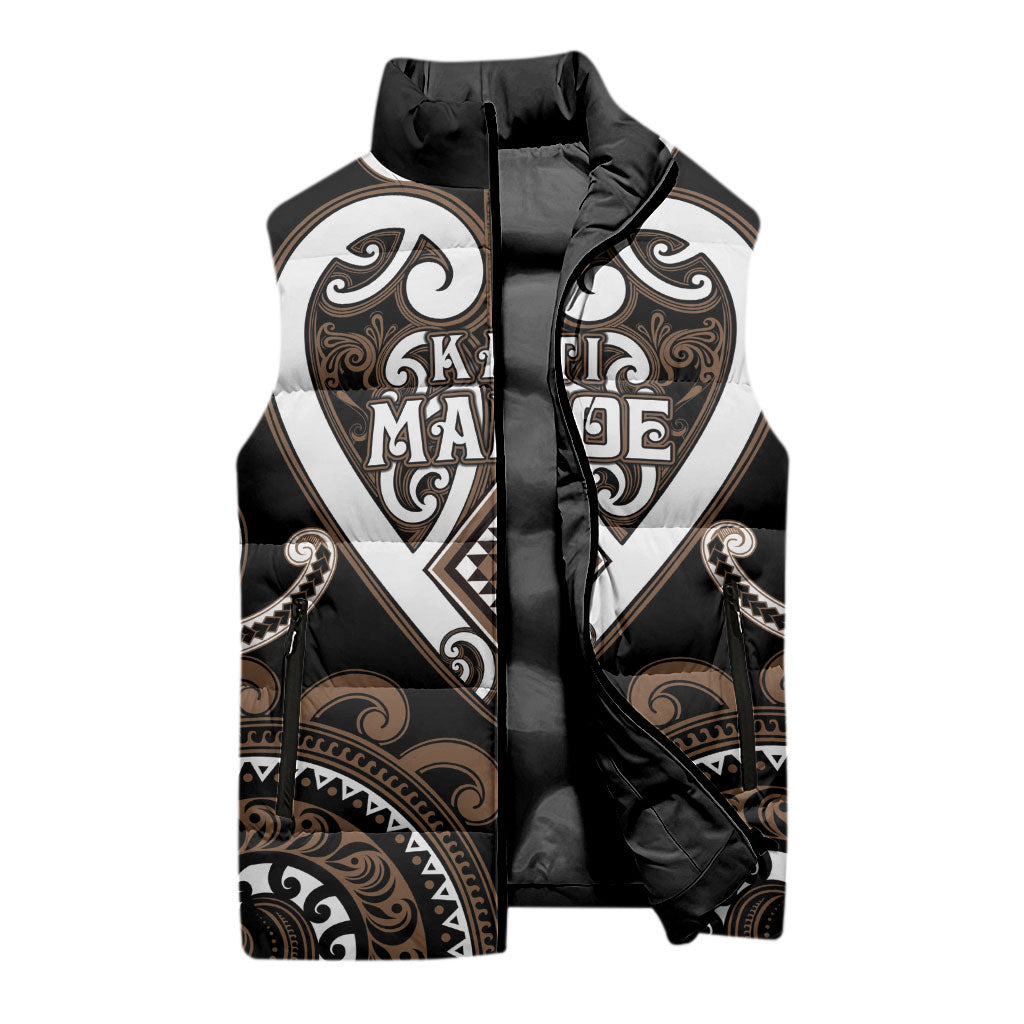 Custom Aotearoa Kati Mamoe Sleeveless Puffer Jacket Maori Tribal Pattern