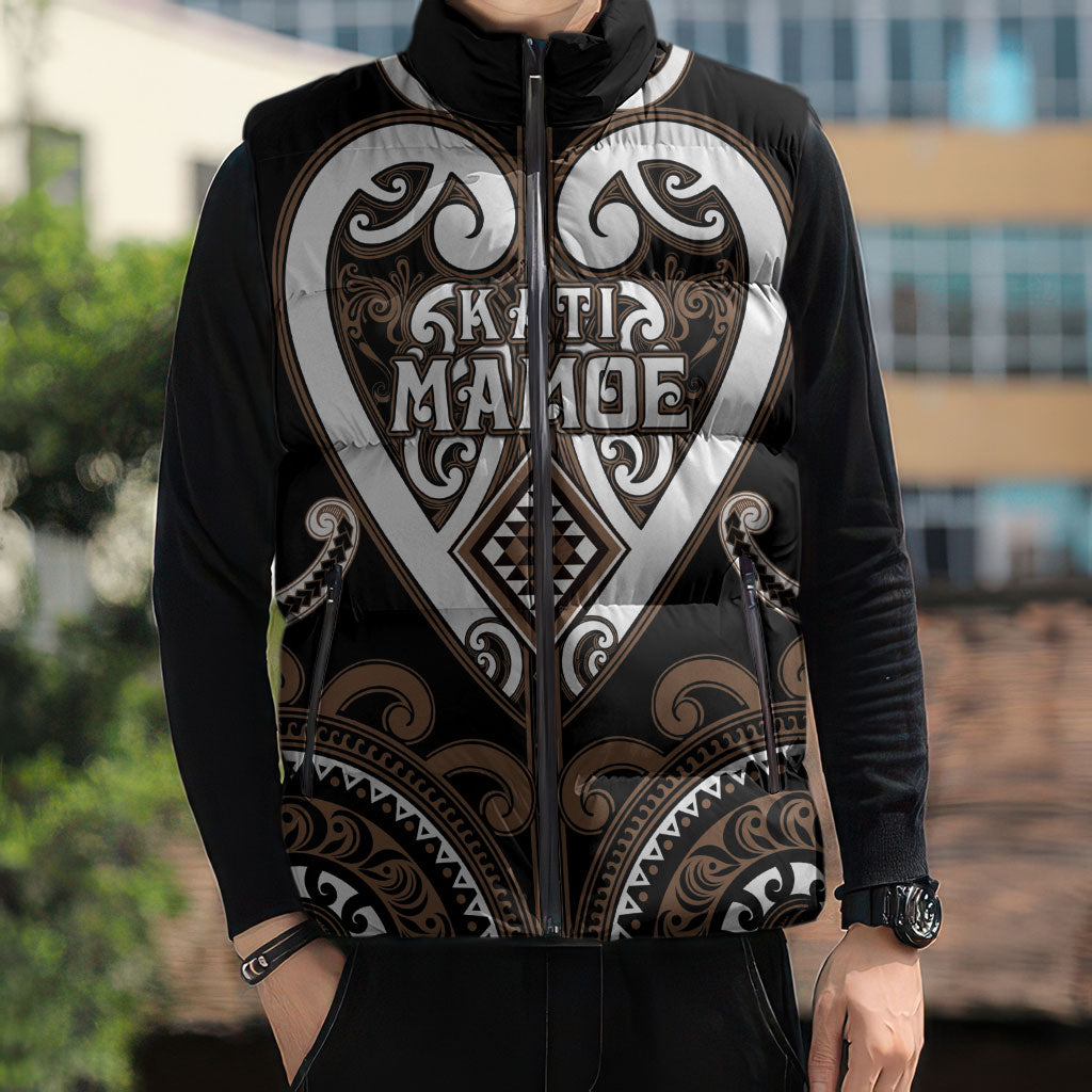 Custom Aotearoa Kati Mamoe Sleeveless Puffer Jacket Maori Tribal Pattern
