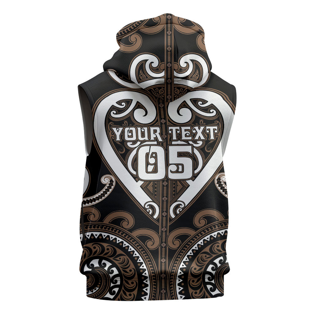 Custom Aotearoa Kati Mamoe Sleeveless Zip Hoodie Maori Tribal Pattern