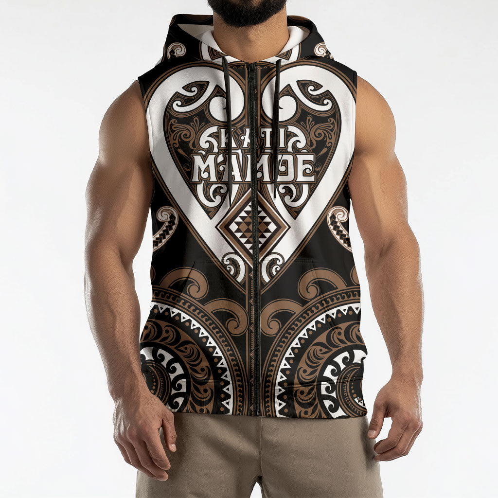 Custom Aotearoa Kati Mamoe Sleeveless Zip Hoodie Maori Tribal Pattern