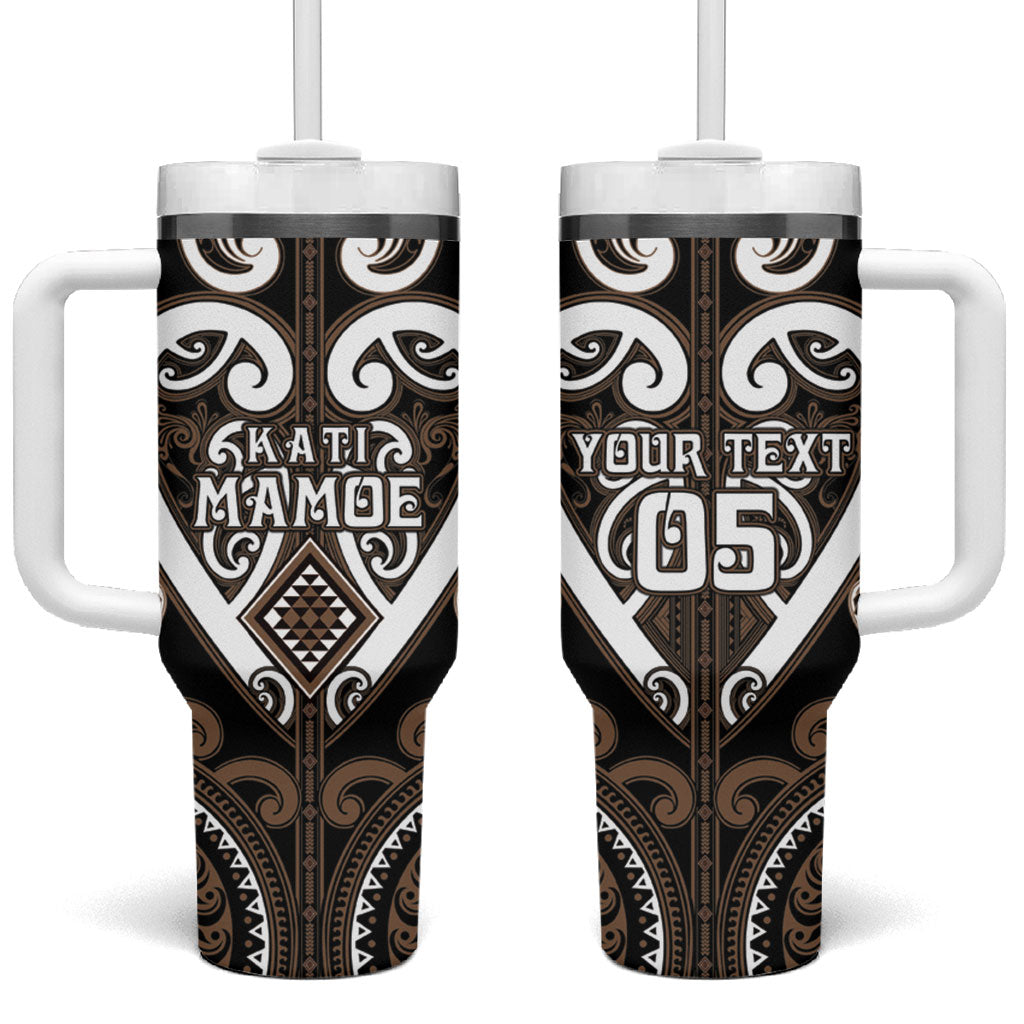 Custom Aotearoa Kati Mamoe Tumbler With Handle Maori Tribal Pattern