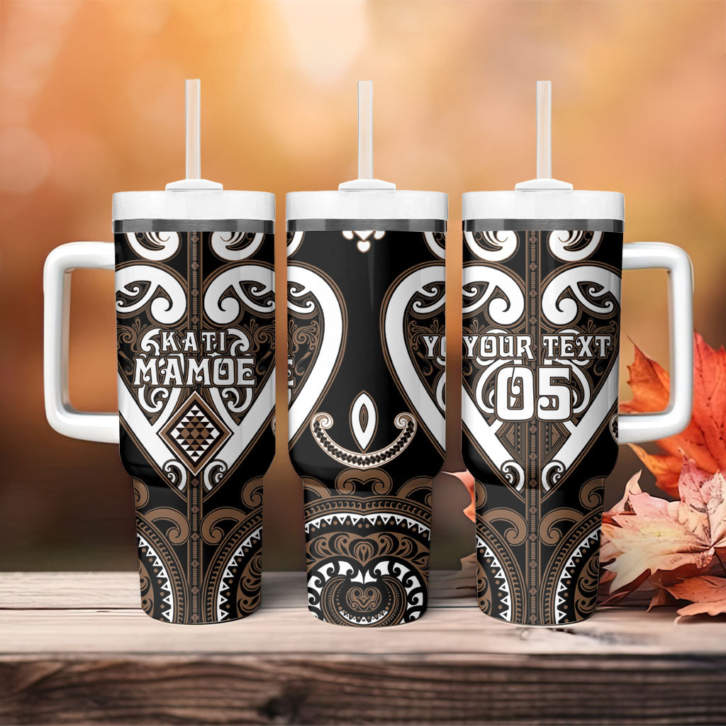 Custom Aotearoa Kati Mamoe Tumbler With Handle Maori Tribal Pattern