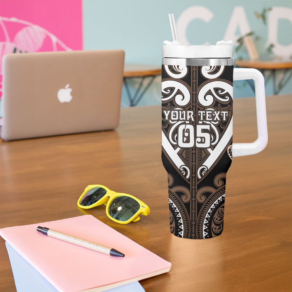 Custom Aotearoa Kati Mamoe Tumbler With Handle Maori Tribal Pattern