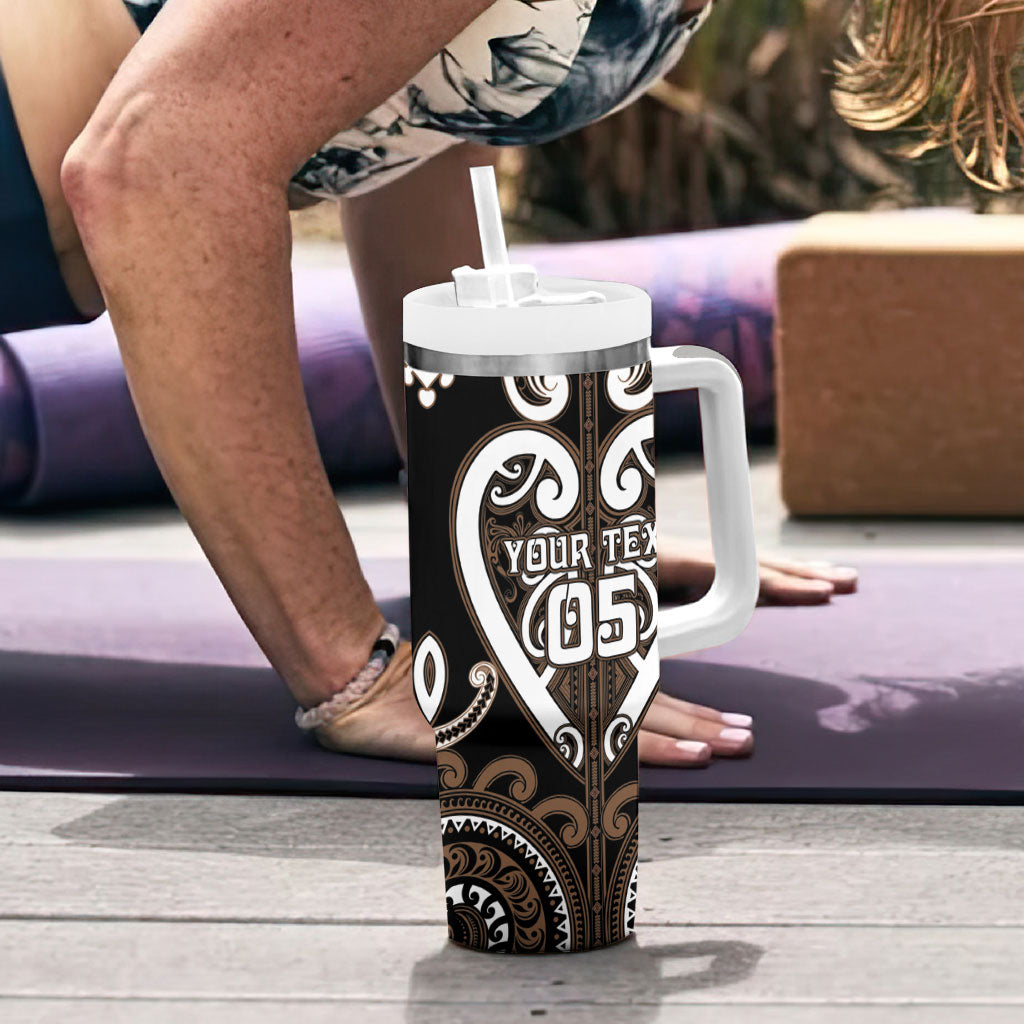 Custom Aotearoa Kati Mamoe Tumbler With Handle Maori Tribal Pattern