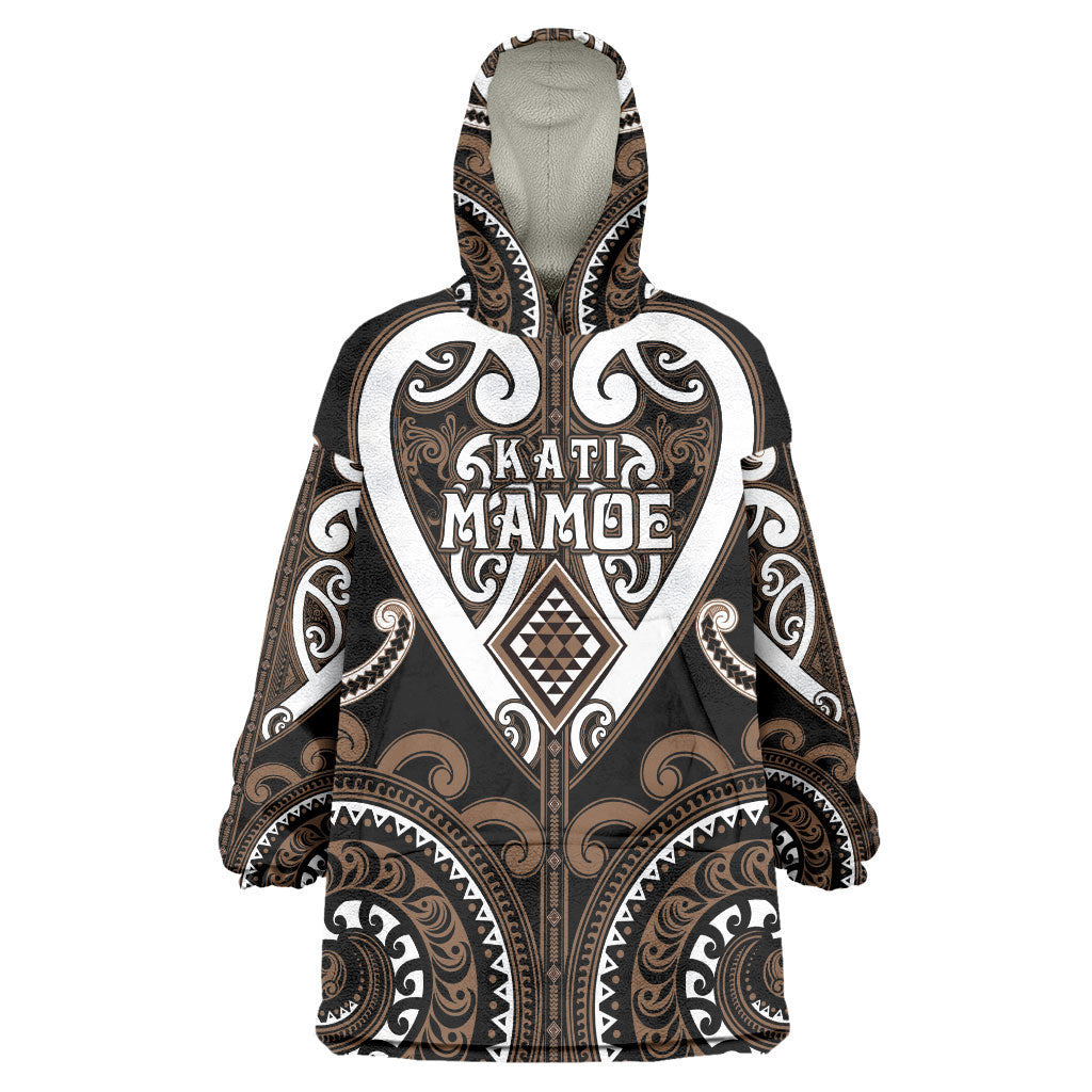 Custom Aotearoa Kati Mamoe Wearable Blanket Hoodie Maori Tribal Pattern