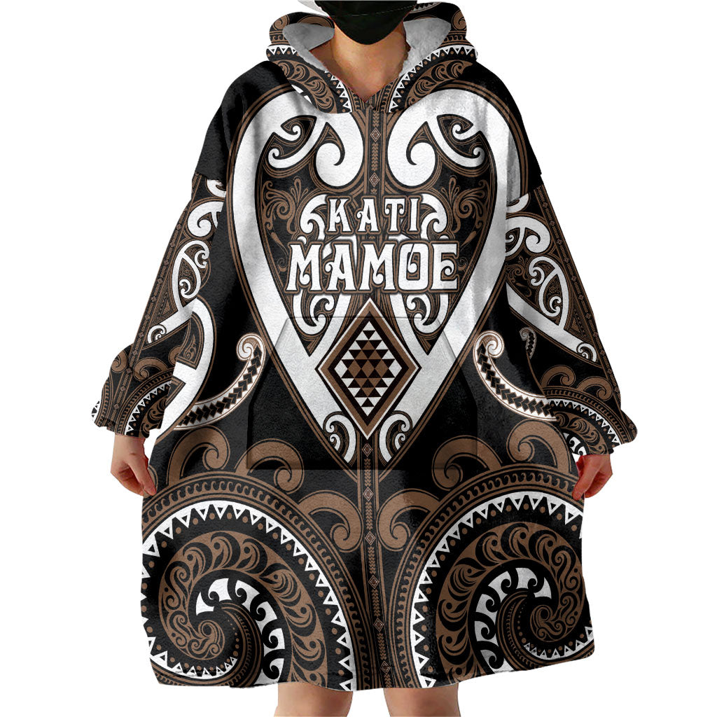 Custom Aotearoa Kati Mamoe Wearable Blanket Hoodie Maori Tribal Pattern