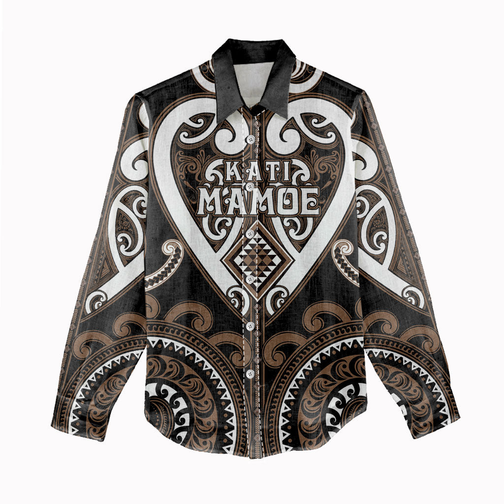 Custom Aotearoa Kati Mamoe Women Casual Shirt Maori Tribal Pattern