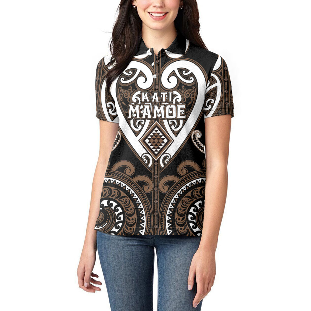 Custom Aotearoa Kati Mamoe Women Polo Shirt Maori Tribal Pattern