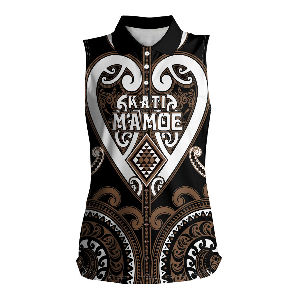 Custom Aotearoa Kati Mamoe Women Sleeveless Polo Shirt Maori Tribal Pattern