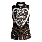 Custom Aotearoa Kati Mamoe Women Sleeveless Polo Shirt Maori Tribal Pattern