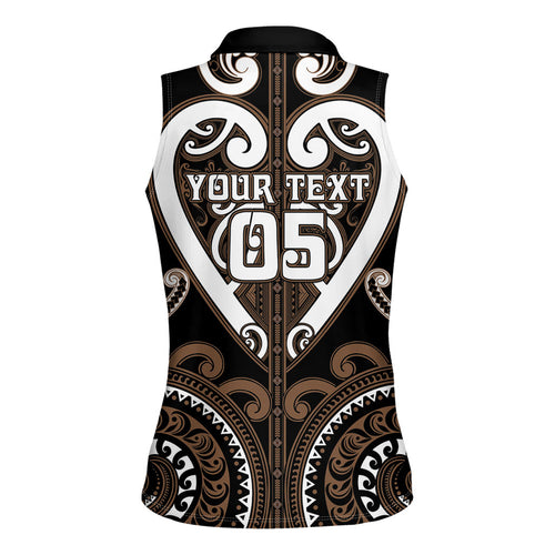 Custom Aotearoa Kati Mamoe Women Sleeveless Polo Shirt Maori Tribal Pattern