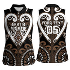 Custom Aotearoa Kati Mamoe Women Sleeveless Polo Shirt Maori Tribal Pattern