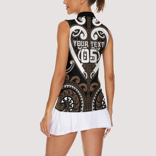 Custom Aotearoa Kati Mamoe Women Sleeveless Polo Shirt Maori Tribal Pattern