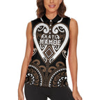Custom Aotearoa Kati Mamoe Women Sleeveless Polo Shirt Maori Tribal Pattern