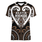 Custom Aotearoa Kati Mamoe Women V-Neck T-Shirt Maori Tribal Pattern