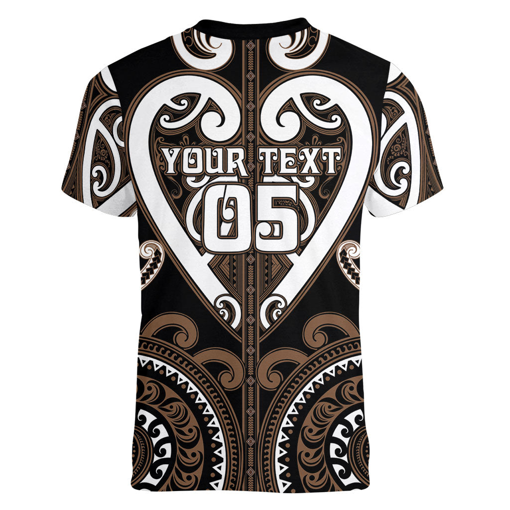 Custom Aotearoa Kati Mamoe Women V-Neck T-Shirt Maori Tribal Pattern