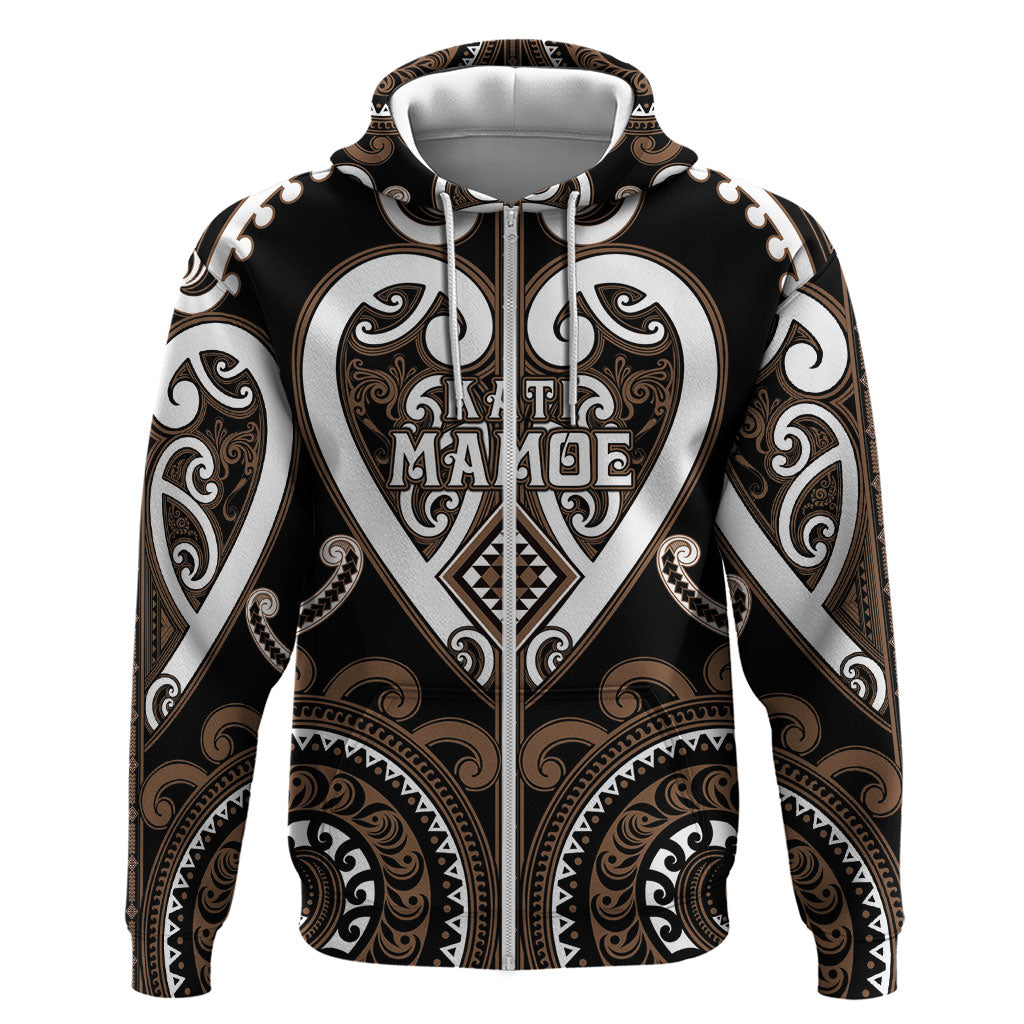 Custom Aotearoa Kati Mamoe Zip Hoodie Maori Tribal Pattern