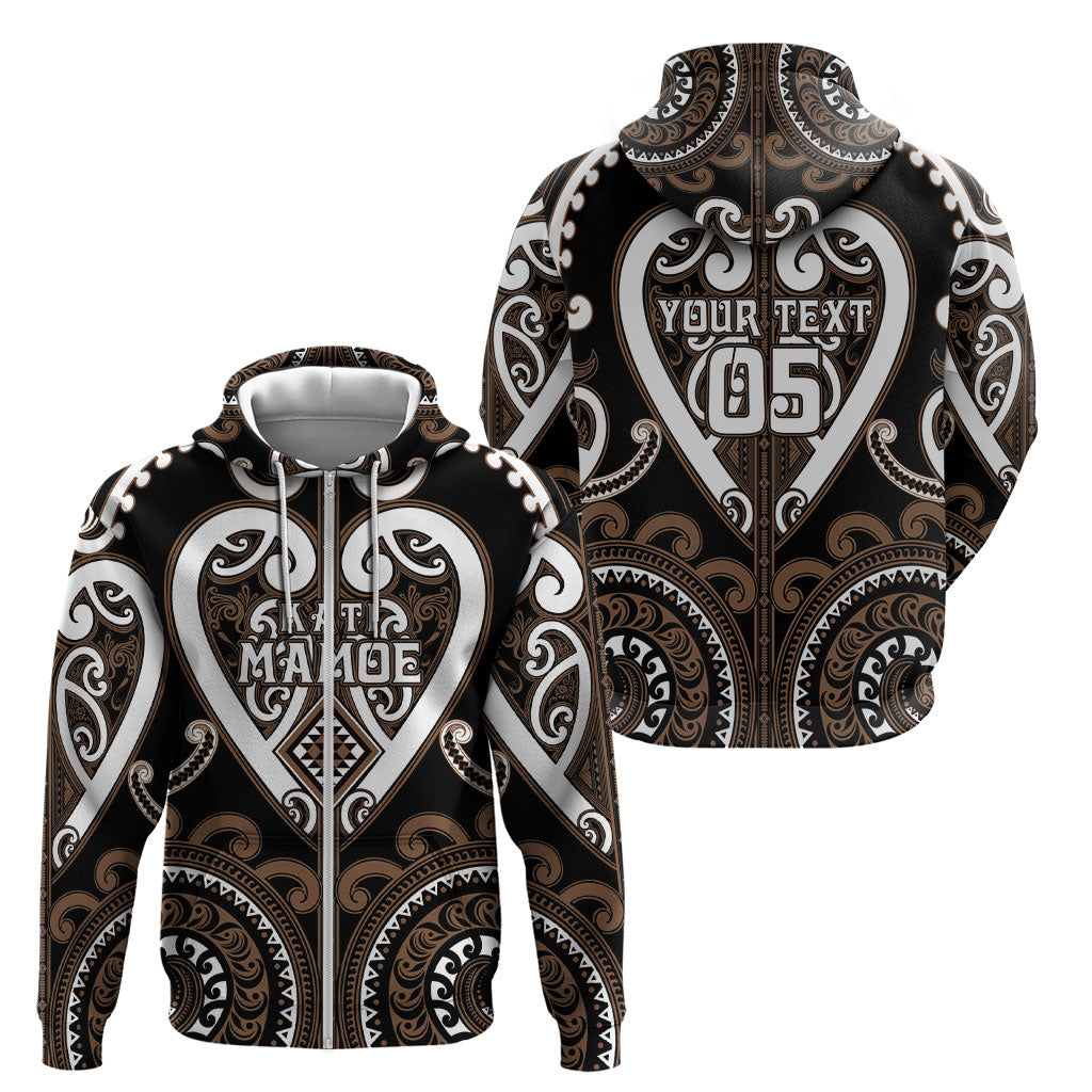Custom Aotearoa Kati Mamoe Zip Hoodie Maori Tribal Pattern