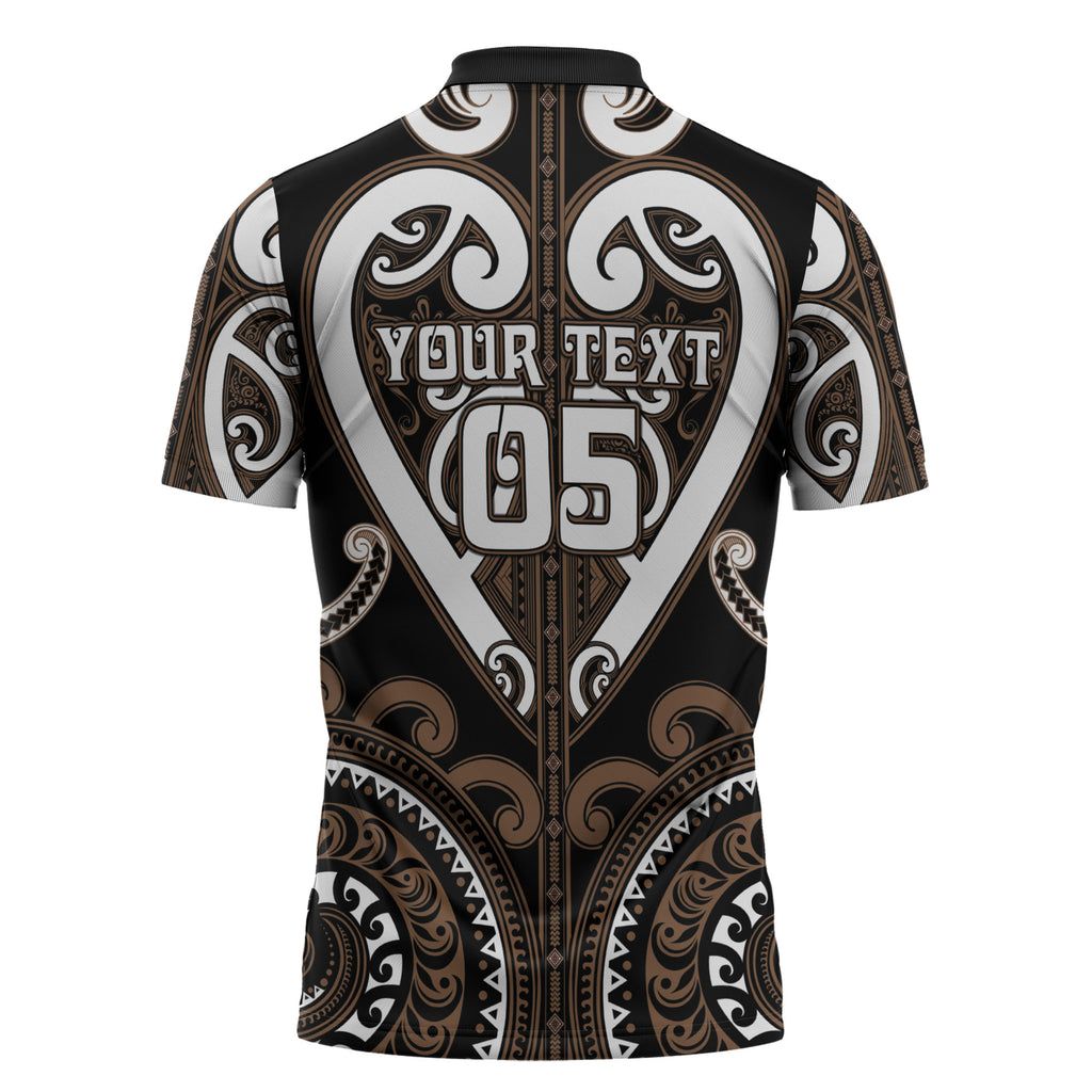 Custom Aotearoa Kati Mamoe Zipper Polo Shirt Maori Tribal Pattern