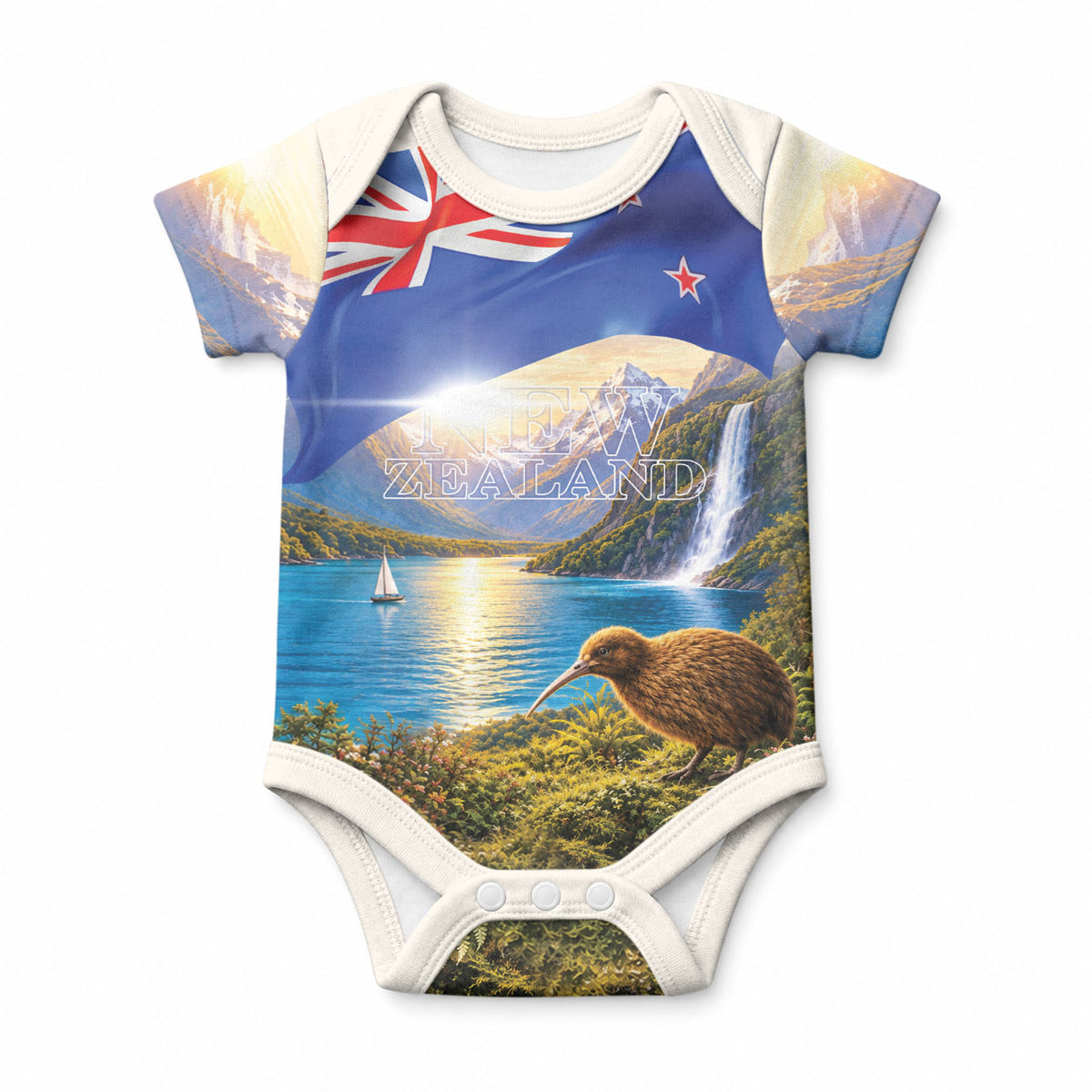 New Zealand Flag Baby Onesie Scenic Nature