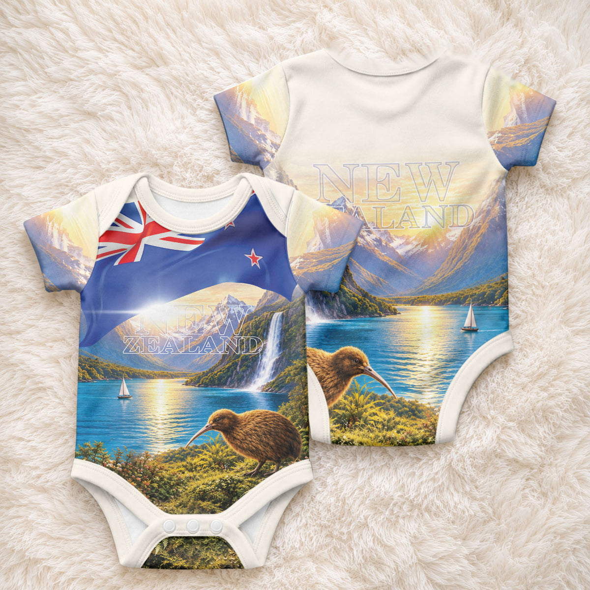 New Zealand Flag Baby Onesie Scenic Nature