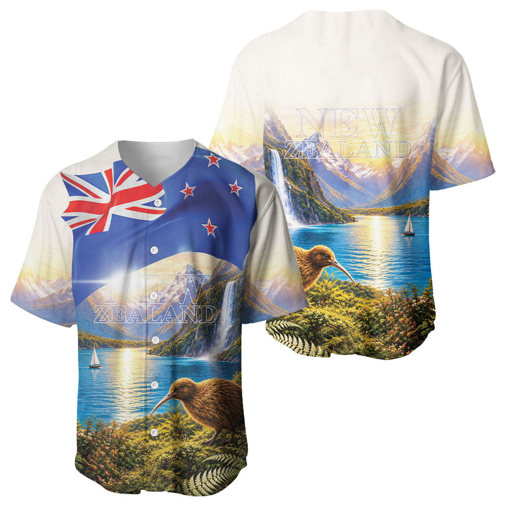 New Zealand Flag Baseball Jersey Scenic Nature