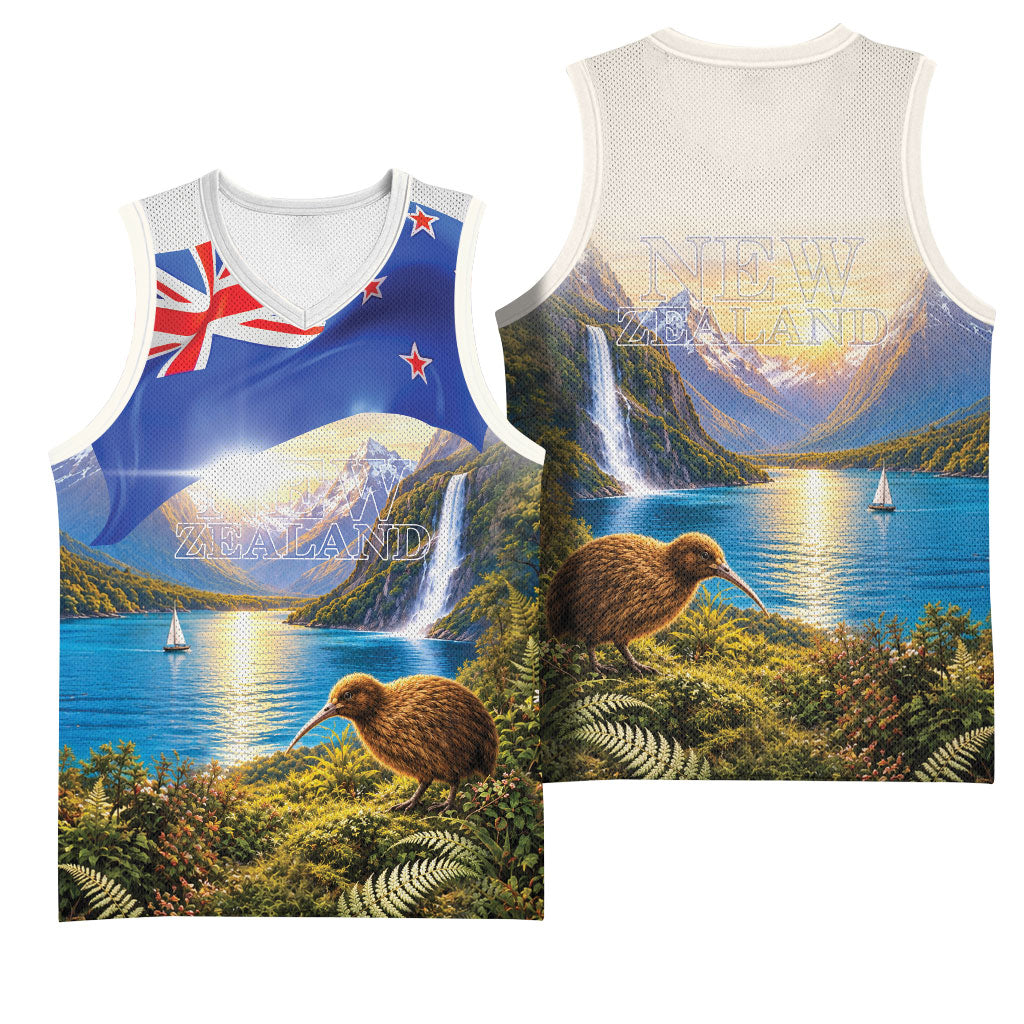 New Zealand Flag Basketball Jersey Scenic Nature
