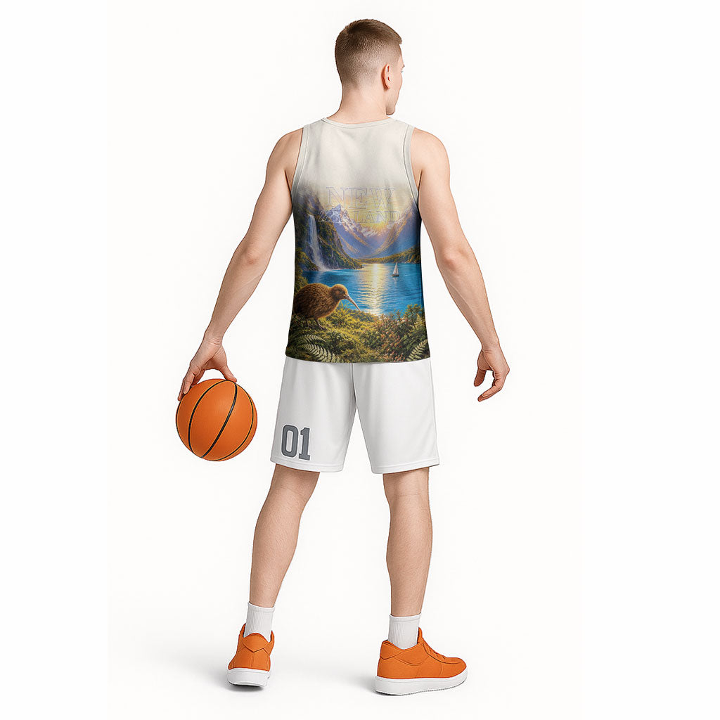 New Zealand Flag Basketball Jersey Scenic Nature