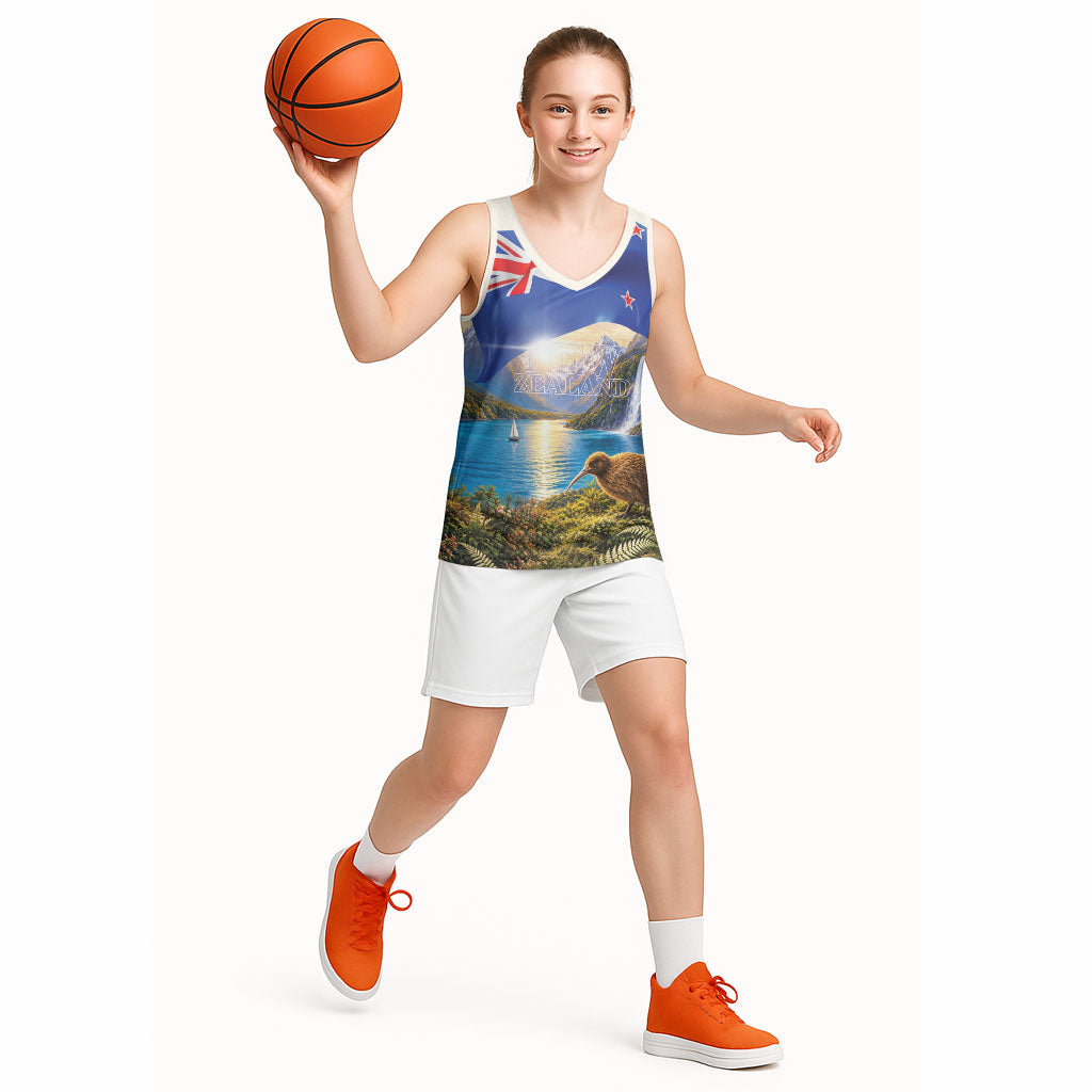 New Zealand Flag Basketball Jersey Scenic Nature