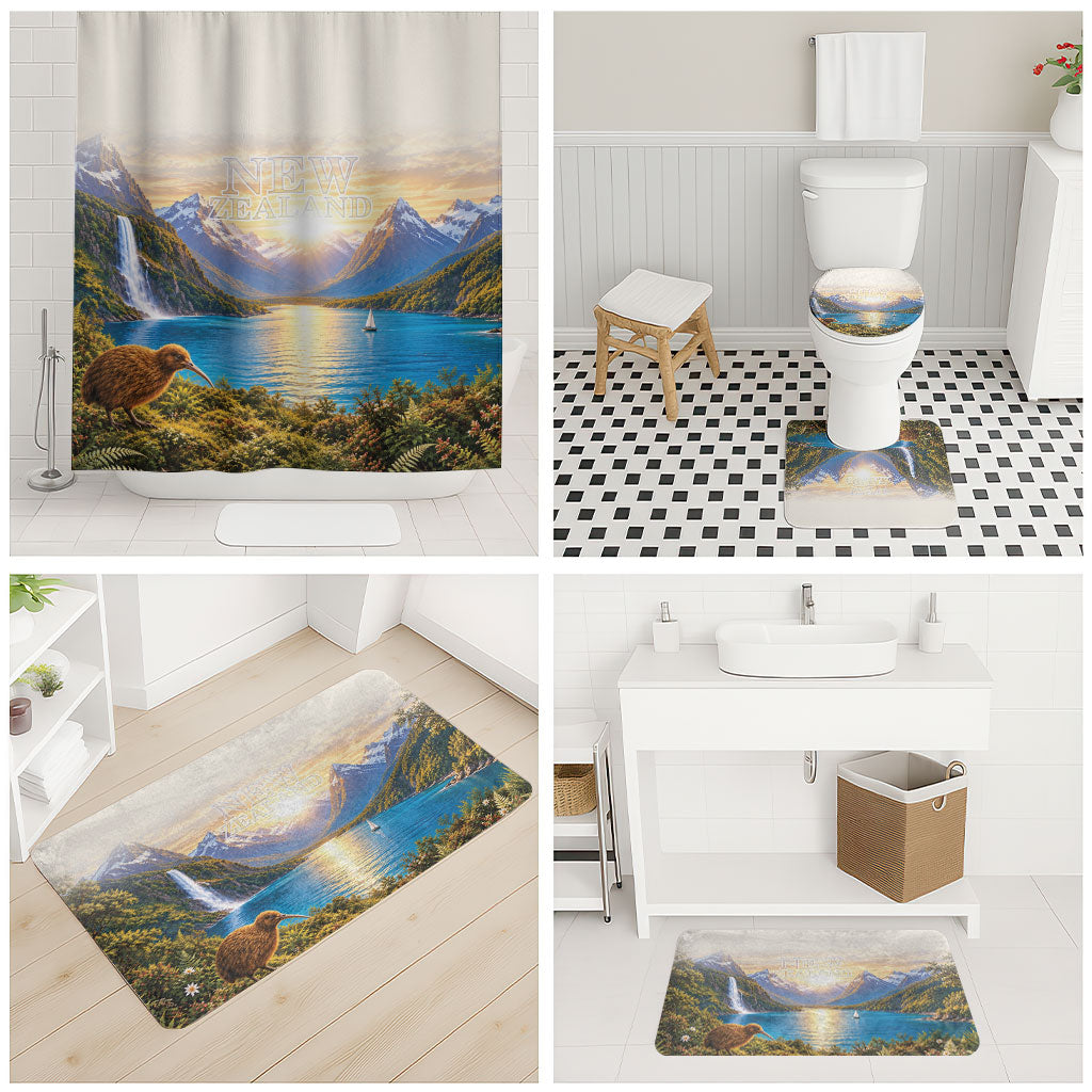 New Zealand Flag Bathroom Set Scenic Nature