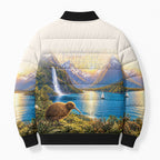 New Zealand Flag Bomber Puffer Jacket Scenic Nature