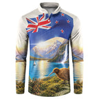 New Zealand Flag Button Sweatshirt Scenic Nature