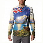 New Zealand Flag Button Sweatshirt Scenic Nature