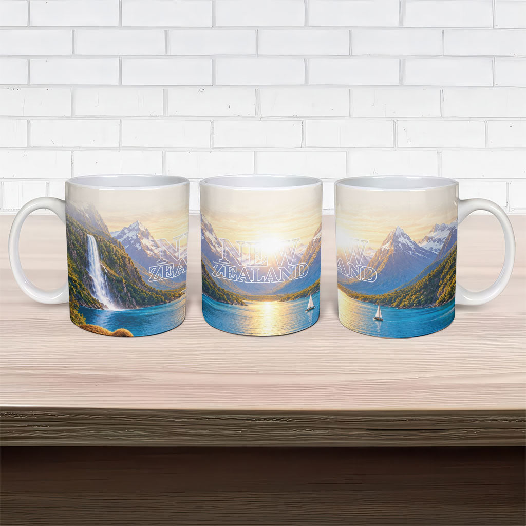 New Zealand Flag Ceramic Mug Scenic Nature