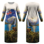New Zealand Flag Couples Matching Long Sleeve Bodycon Dress and Hawaiian Shirt Scenic Nature