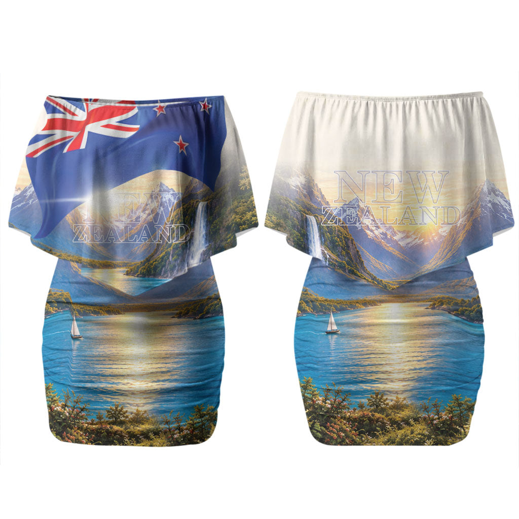 New Zealand Flag Couples Matching Off Shoulder Short Dress and Hawaiian Shirt Scenic Nature