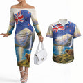 New Zealand Flag Couples Matching Off The Shoulder Long Sleeve Dress and Hawaiian Shirt Scenic Nature