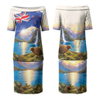 New Zealand Flag Couples Matching Puletasi and Hawaiian Shirt Scenic Nature
