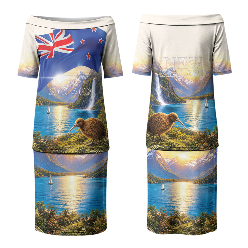 New Zealand Flag Couples Matching Puletasi and Hawaiian Shirt Scenic Nature