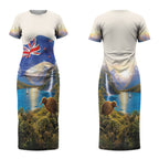 New Zealand Flag Couples Matching Short Sleeve Bodycon Dress and Long Sleeve Button Shirt Scenic Nature