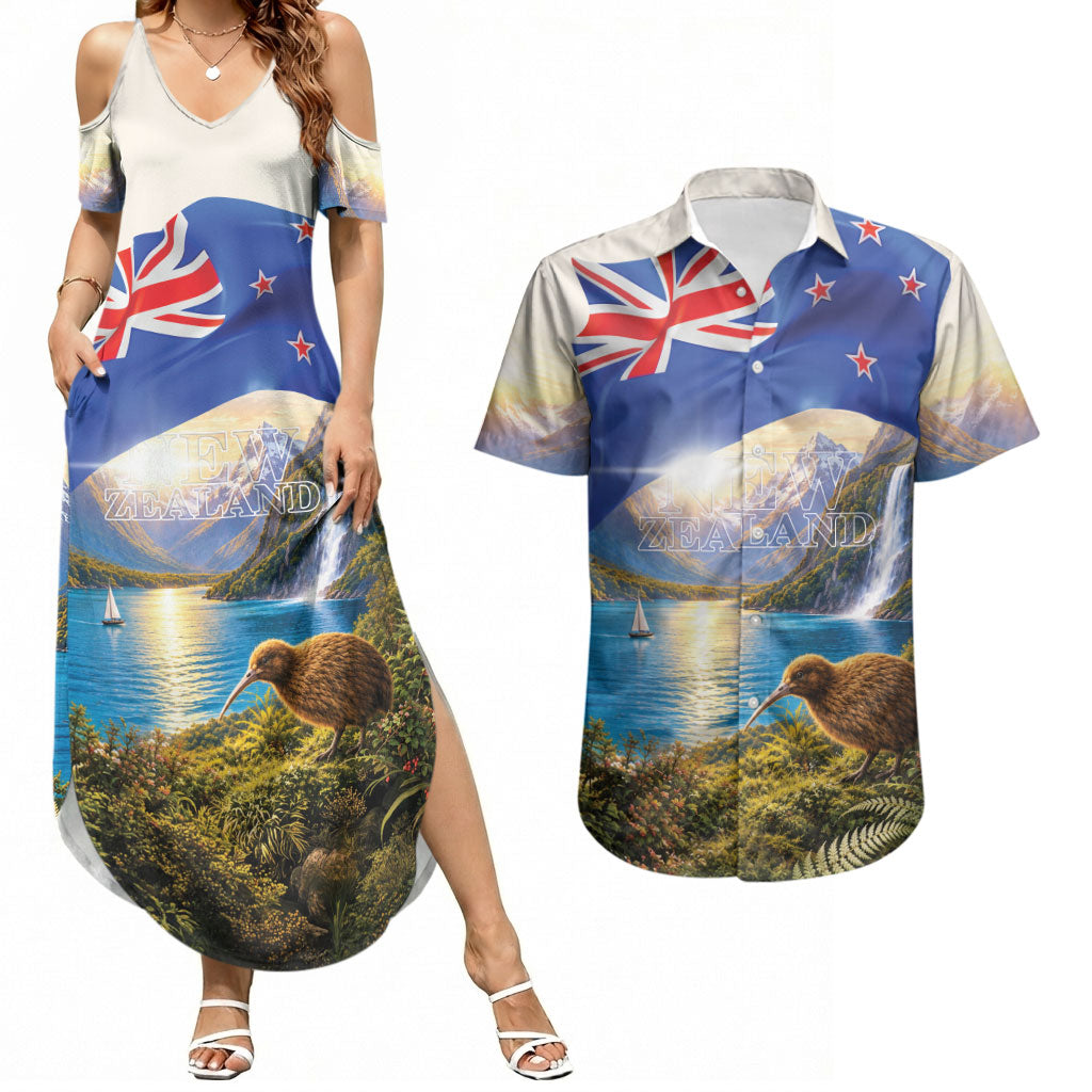 New Zealand Flag Couples Matching Summer Maxi Dress and Hawaiian Shirt Scenic Nature
