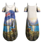 New Zealand Flag Couples Matching Summer Maxi Dress and Long Sleeve Button Shirt Scenic Nature
