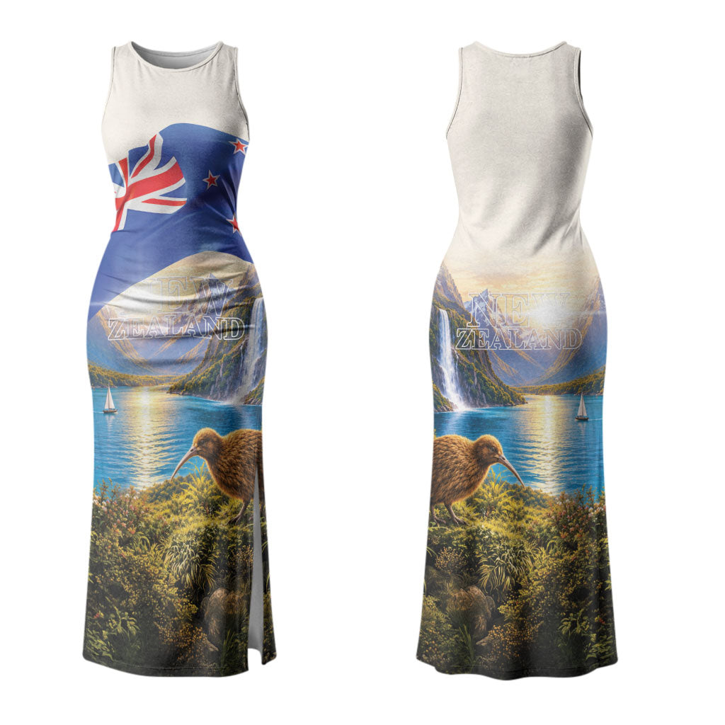 New Zealand Flag Couples Matching Tank Maxi Dress and Long Sleeve Button Shirt Scenic Nature