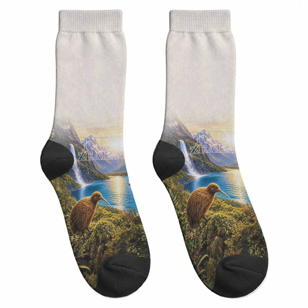 New Zealand Flag Crew Socks Scenic Nature