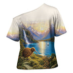 New Zealand Flag Cross Shoulder Shirt Scenic Nature