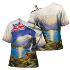 New Zealand Flag Cross Shoulder Shirt Scenic Nature